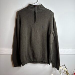 Chaps Men's Dark Olive Zip-Up Sweater